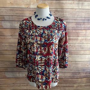 🎈Sale🎈Tinley Tye Dye Pattern Top With 3/4 Sleeves
